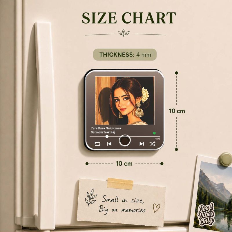 Birthday Gift for Wife Personalized Musical Fridge Magnet | Music Player Refrigerator Magnet Rechargeable Sound Magnet 1st for Wife